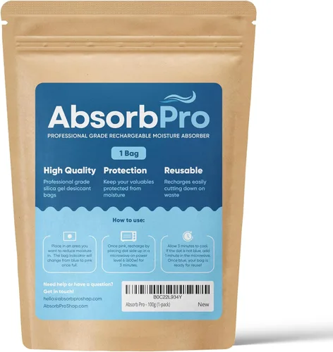 Vista 9 de Absorb Pro Bolsa deshumidificadora recargable, paquete de 1 unidad, 3.53 oz (3.53 oz), absorbentes de humedad reutilizables, paquetes de gel