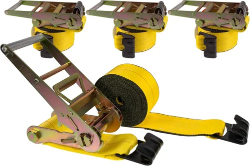 Vista 12 de US Cargo Control Correa de trinquete amarilla resistente de 4 pulgadas x 40 pies con ganchos planos