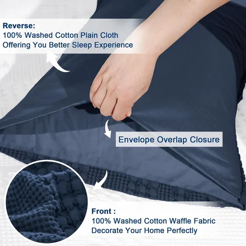 Vista 75 de PHF - Fundas de almohada 100% algodón con tejido gofre europeo, 26 x 26 pulgadas, 2 unidades para decoración elegante del hogar, para cama, sin