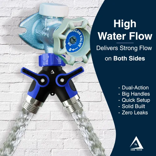 Vista 6 de DBR Tech® Divisor de Manguera de 2 Vías, Conector Metálico Resistente, Divisor de Manguera de Jardín de Dos Vías, Adaptador de Bib de Grifo de Flujo