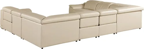 Vista 415 de BlackJack Furniture Venice - Sofá modular de cuero italiano de grano superior de 5 piezas con 3 reclinables eléctricos, reposacabezas ajustable