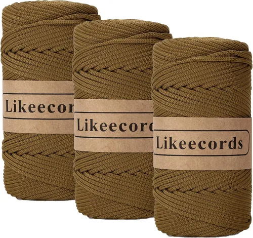 Vista 40 de Likeecords Cordón de macramé trenzado de poliéster de 0.157 in, 140 yardas, 426 pies, hilo elástico para bolsa de ganchillo para manualidades