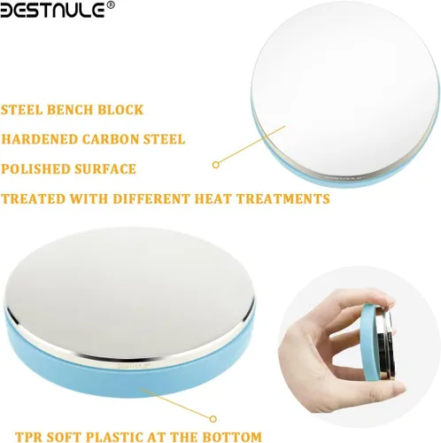 Vista 3 de BESTNULE Bloque de banco de acero profesional, cubierto con plástico suave TPR en la parte inferior, espejo de mesa de estampado de metal, pulido