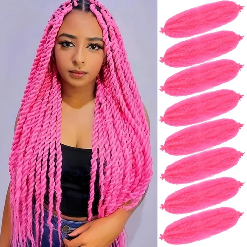 Vista 48 de 8 paquetes de cabello rizado estilo afro elástico Marley Twist, cabello trenzado previamente separado para rastas sintéticas de ganchillo para 1B