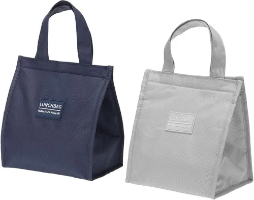 PATIKIL Bolsas aisladas para el almuerzo, paquete de 2 bolsas Bento reutilizables de 8 x 5 x 9 pulgadas, bolsas térmicas para el almuerzo, bolsa