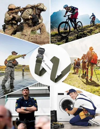 Vista 5 de Cinturón táctico JUKMO, cinturón de nailon para pistola militar de 1.5 pulgadas con hebilla de liberación rápida resistente