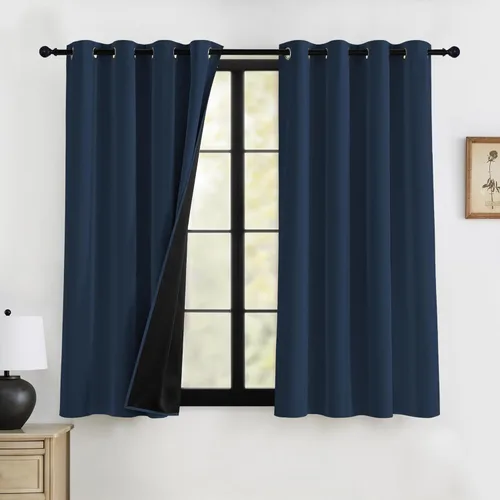 Vista 35 de RYB HOME Cortinas 100% opacas de 63 pulgadas de largo, aislamiento térmico, oscurecimiento total de la habitación, cortinas reductoras de ruido