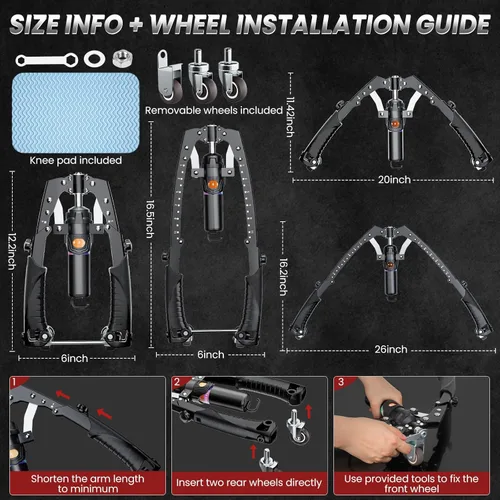 Vista 10 de Twister Arm Trainer, 3 in 1 Hydraulic Power Chest Workout Equipment with Ab Roller Wheels and Hooks, Adjustable 22-440lbs Arm Trainer for Men Women