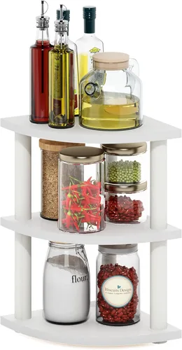 Vista 152 de Furinno Turn-N-Tube - Mesa auxiliar ovalada moderna sin necesidad de herramientas, color blanco, blanco virgen