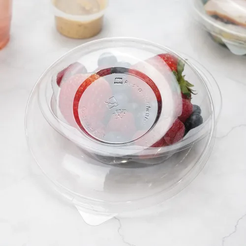 Vista 4 de Restaurantware Solo tapas: tapas Thermo Tek para ensaladeras desechables de 8 – 12 – 16 onzas, 50 tapas redondas para cuencos de delicatessen – Los