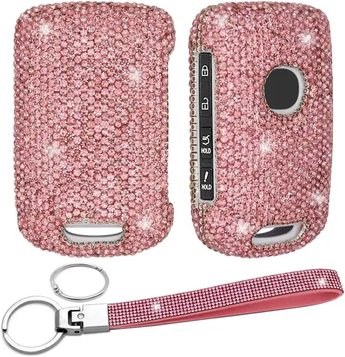 Funda para llavero compatible con Mazda 3, 6, CX-30, CX-5, CX-9, CX-50, 2019, 2020, 2021, 2022, 2023, accesorios automotrices brillantes (rosa)