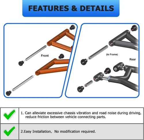 Vista 6 de Wsays Kit de bujes de brazo A de HDPE resistente compatible con Polaris Ranger XP 800/XP 800 Crew 2010-2014 Ranger 900 Diesel/900 Diesel Crew