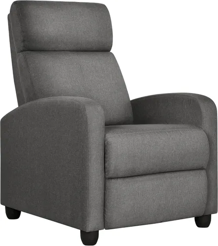 Vista 24 de Yaheetech Silla reclinable de pana para sofá individual, asiento de cine en casa, silla reclinable moderna ajustable para sala de estar, dormitorio