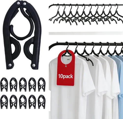 Vista 9 de Perchas plegables de viaje para crucero, 10 unidades, perchas plegables portátiles, accesorios de viaje, estante de secado de ropa plegable
