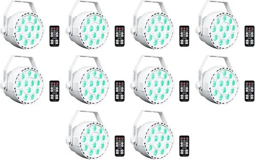 Rockville RockPAR TRI LED RGB Compact Par Can Pro DJ DMX Wash Light+Remote Blanco