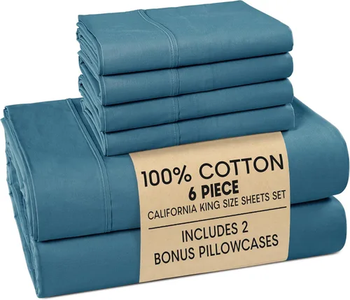 Vista 123 de Casa Platino Juego de sábanas Twin – Sábanas Twin 100% algodón con 2 fundas de almohada, sensación ligera y ajuste seguro, tejido percal crujiente