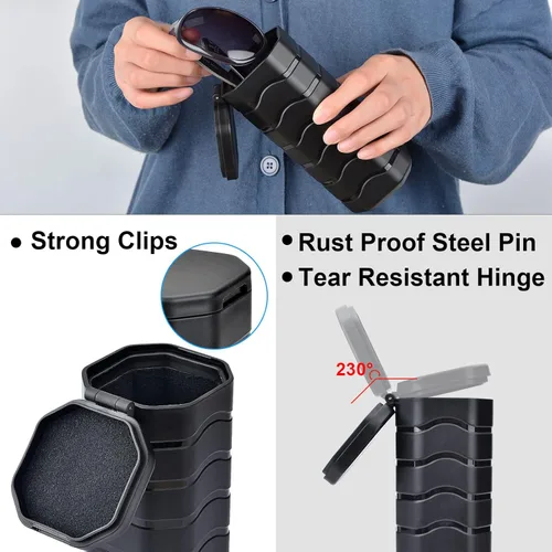 Vista 5 de Funda rígida para lentes de sol, resistente y resistente, resistente al polvo y a los arañazos, funda táctica para lentes compatible con gafas Costa