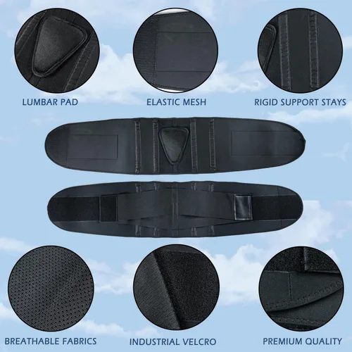 Vista 4 de Ci-Han Cinturón de apoyo de espalda transpirable para hombresmujeres para el trabajo, con compresión ajustable en ambos lados, tirantes de espalda