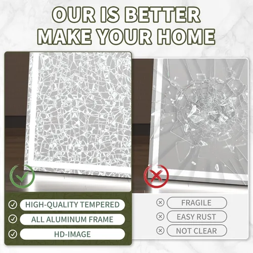 Vista 2 de Hasipu Espejo de longitud completa con luces, 67 x 22 pulgadas, espejo LED de pie iluminado templado, espejo de cuerpo completo con atenuación e