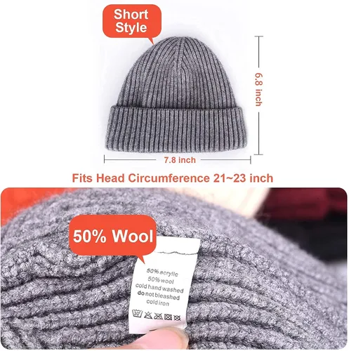 Vista 3 de Ryobens Swag - Gorro de lana para hombre y mujer gorro tejido para invierno