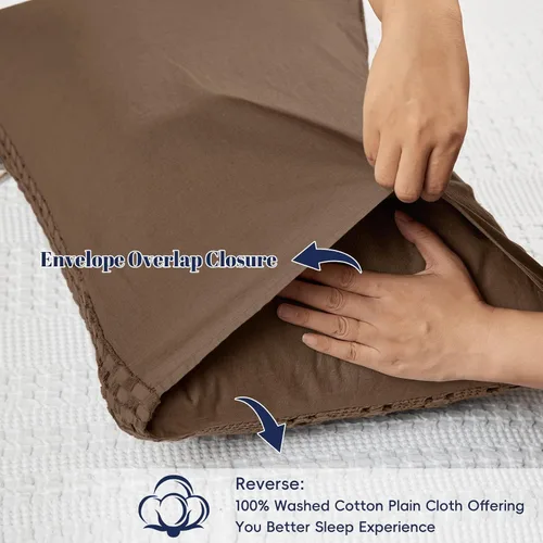 Vista 36 de PHF - Fundas de almohada 100% algodón con tejido gofre europeo, 26 x 26 pulgadas, 2 unidades para decoración elegante del hogar, para cama, sin