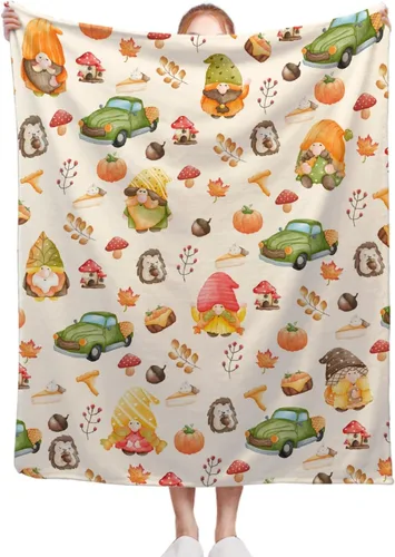 Manta de otoño de gnomo, gnomo de otoño de 30 x 40 pulgadas, ligera, súper suave y acogedora para sofá, cama, sofá y silla