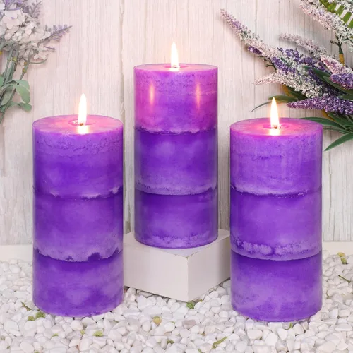 Vista 21 de Velas aromáticas de pilar FLAVCHARM de larga duración, sin goteo, rojas, 3x4 pulgadas