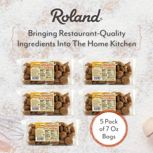 Vista 4 de Roland Foods Galletas Amaretti, bolsa de 7 onzas, paquete de 5