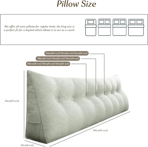 Vista 7 de Almohada de Cuña para Cabecera - Almohada Triangular para Cabecera de Cama, Almohada de Cuña para Descanso en la Cama, para Sentarse en la Cama