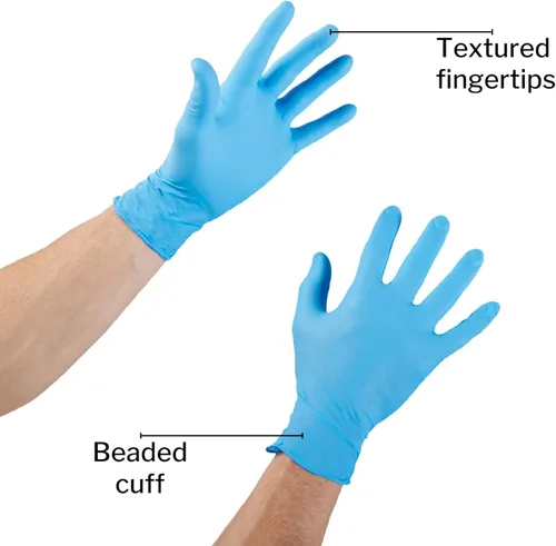 Vista 2 de McKesson Confiderm 3.8C - Guantes de nitrilo para examen, no estériles, sin polvo, color azul, mediano, 100 unidades, 1 caja