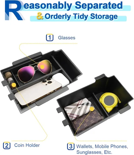 Vista 4 de Organizador de Consola Central de 2 Capas para Crosstrek 2024 2025 2026, Bandeja de ABS Duradera para Subaru Crosstrek