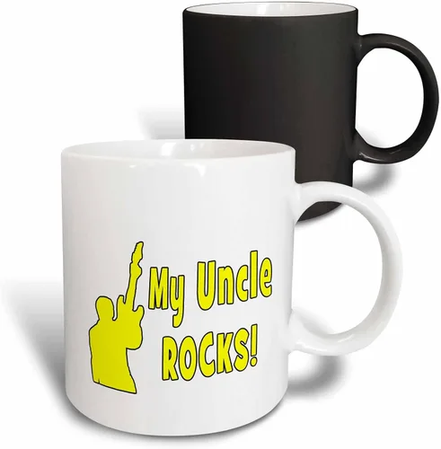 Vista 9 de 3dRose My Uncle Rocks - Taza de dos tonos con guitarra, color amarillo, 11 onzas, color negro