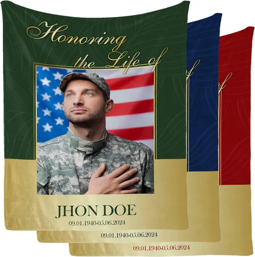 YESCUSTOM Personalized Military Memorial Blanket Military-1