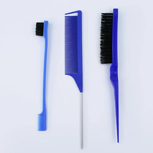 Vista 7 de Juego de 3 piezas de peine para peinar el cabello, cepillo de pelo de cola de rata, cepillo de borde para cepillar, peinar, cortar el cabello
