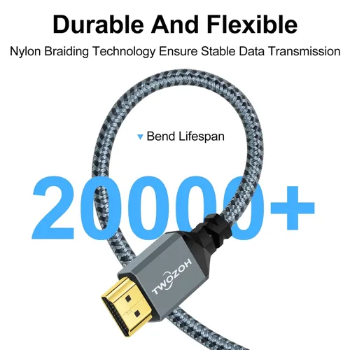 Vista 2 de Twozoh Cable HDMI a VGA de 3.3 pies. Aleación de aluminio Shell Nylon Trenzado y chapado en oro Soporte 1080P/60HZ