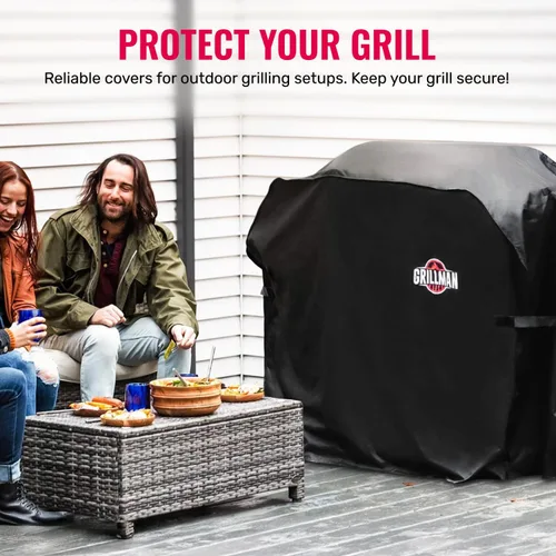 Vista 2 de Cubierta de parrilla Grillman, cubiertas de parrilla al aire libre, para carbón, parrillas de gas, impermeable, a prueba de roturas, resistente al