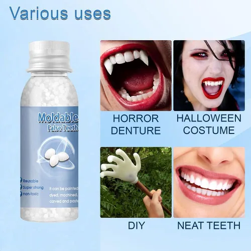 Vista 4 de Kit de reparación de dientes, kit de reemplazo de dientes para restauración temporal de dientes perdidos y rotos, reemplazo de dentaduras postizas