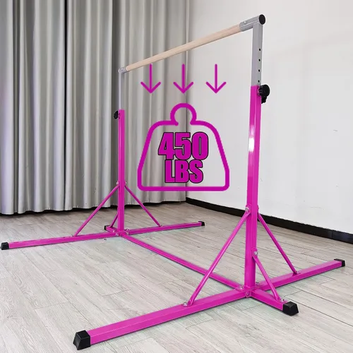 Vista 5 de Gymnastics Bar, 5'10” Base length 45" to 71" Adjustable Horizontal Bar for Serious Training, 500 LBS Capacity, Professional Home Gym Equipment with