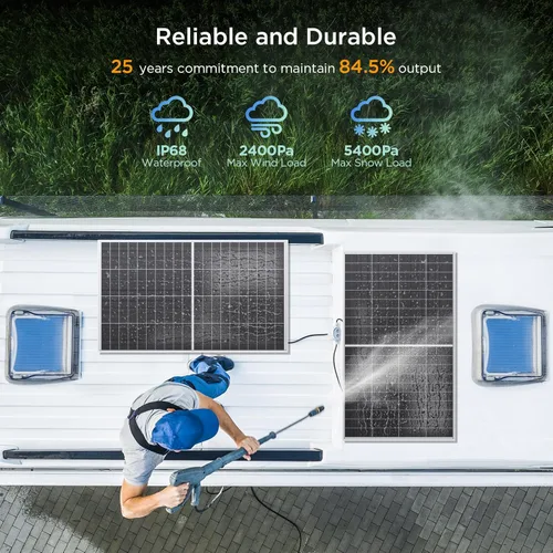 Vista 5 de N-Type 16BB - Panel solar bifacial de 200 W, panel solar de 12 V y 200 W, 25 % de alta eficiencia, diseño paralelo antisombra de módulo doble