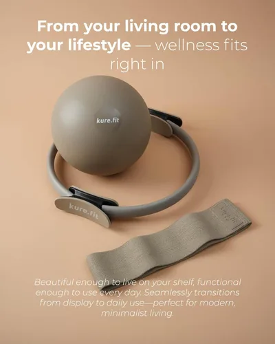 Vista 4 de Juego de mancuernas ajustables moradas de 2 a 5 libras y kit de pilates gris pardo