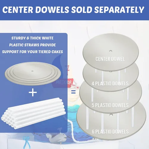 Vista 4 de Boao Kit de 112 piezas de bases para pasteles resistentes redondas de 4, 6, 8, 10 pulgadas con papel pergamino redondo y varillas separadoras
