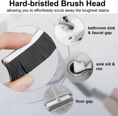 Vista 4 de 2 cepillos de limpieza de hendiduras de cerdas duras – Cepillos de limpieza de hendiduras para uso doméstico, herramienta multifuncional