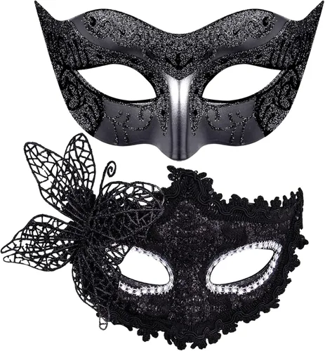 Keanoo Masquerade Mask, Couple Masquerade Masks Venetian Party Halloween Mardi Gras Mask Masquerade Mask for Women and Men