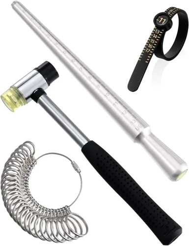 Vista 13 de Meowoo Juego de herramientas de medición de tamaño de anillo, medidores de anillo con mandril medidor de tamaño de dedos, herramientas de medición