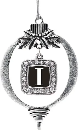 Vista 115 de Inspired Silver - Mis iniciales - Adorno con dije de letra S - Adornos navideños cuadrados de plata con joyas de circonita cúbica