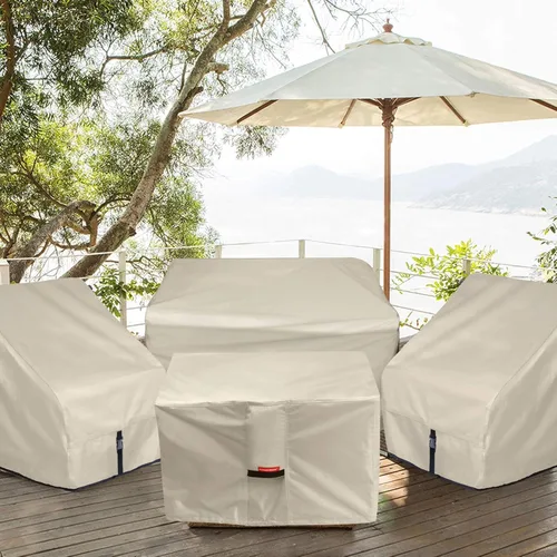 Vista 6 de Porch Shield Funda para hoguera, impermeable, 600D, resistente, cuadrada, para patio, color beige, 28 x 28 pulgadas