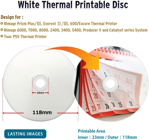 Vista 2 de PlexDisc CD-R 700MB 52X Hub térmico blanco imprimible - husillo de 100 discos (FFP) - 631-415-BX