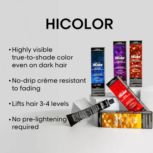 Vista 3 de L'Oréal Technique HiColor Violet & Blacks Permanent Hair Color - Anti-Breakage Ceramide R Complex, Multi-Lift with No Brassiness, For Dark Bases