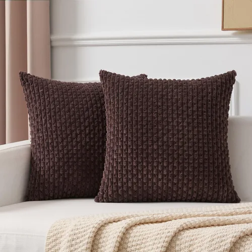 Vista 221 de Kevin Textile - Juego de 2 fundas de almohada decorativas de pana suave, estilo bohemio, a rayas, decoración del hogar para sofá, cama, sofá y sala