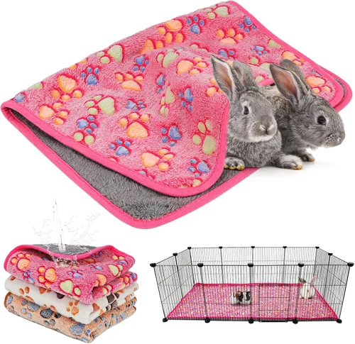 Vista 15 de YUEPET Paquete de 3 mantas impermeables de conejillo de indias, lavables para animales pequeños, forro polar suave para mascotas, cobayas, ropa